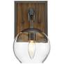 Load image into Gallery viewer, 10&quot; High Gunmetal and Wood Wall Sconce

