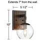 10" High Gunmetal and Wood Wall Sconce