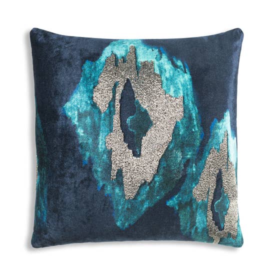 Teal Metallic Square Pillow