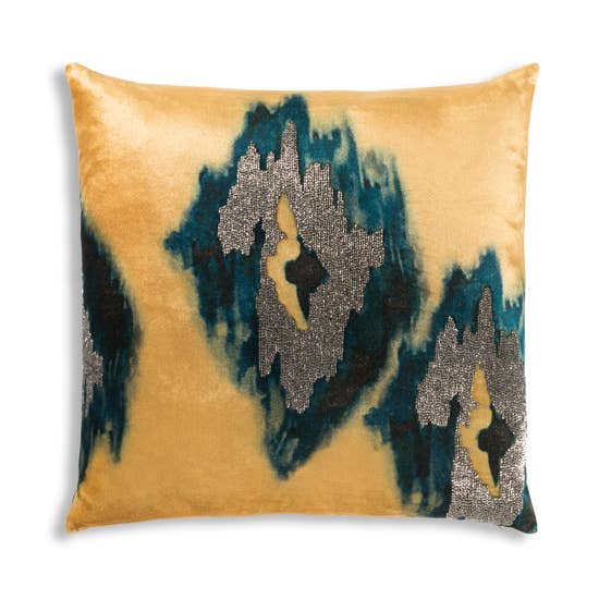 Mustard Metallic Square Pillow