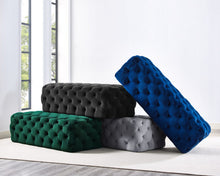 Load image into Gallery viewer, Kaylee Grey Velvet Ottoman
