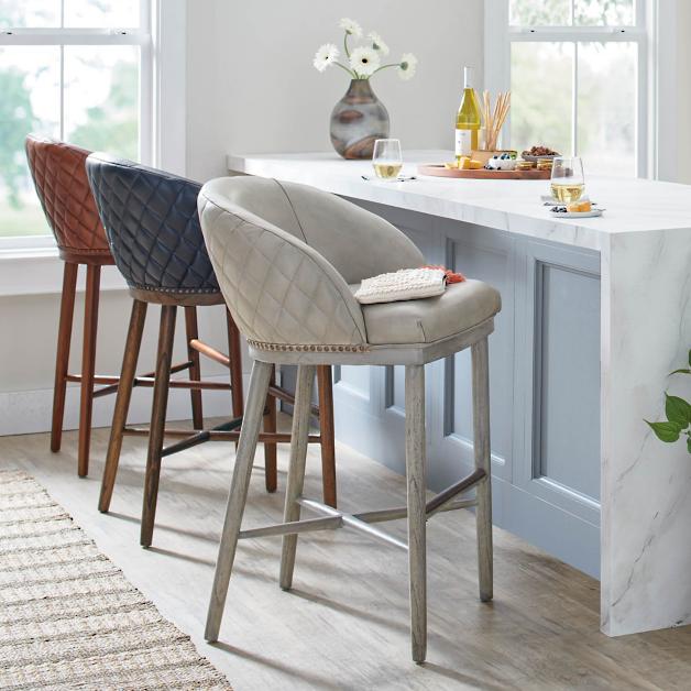 Leather Quilted Bar Stool