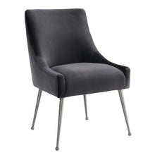 Load image into Gallery viewer, Beatrix Grey Velvet Side Chair with Silver Legs
