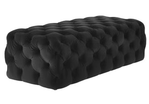 Kaylee Black Velvet Ottoman