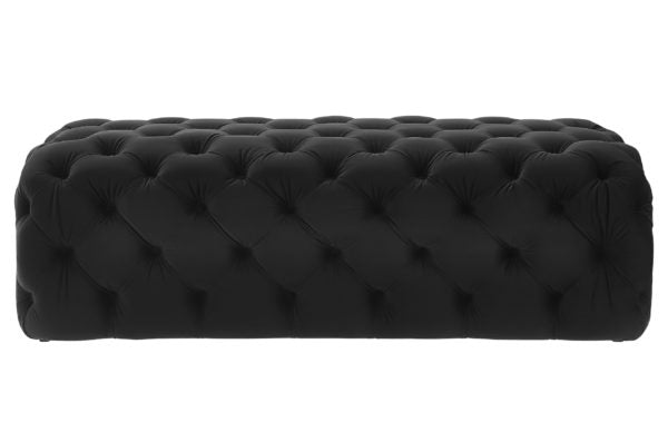 Kaylee Black Velvet Ottoman