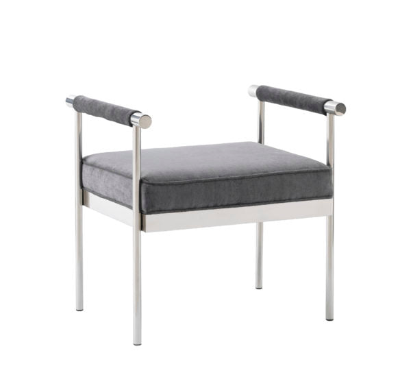 Diva Grey Velvet Bench