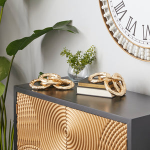 Cosmoliving By Cosmopolitan Set Of 2 Gold Aluminum Sculpture