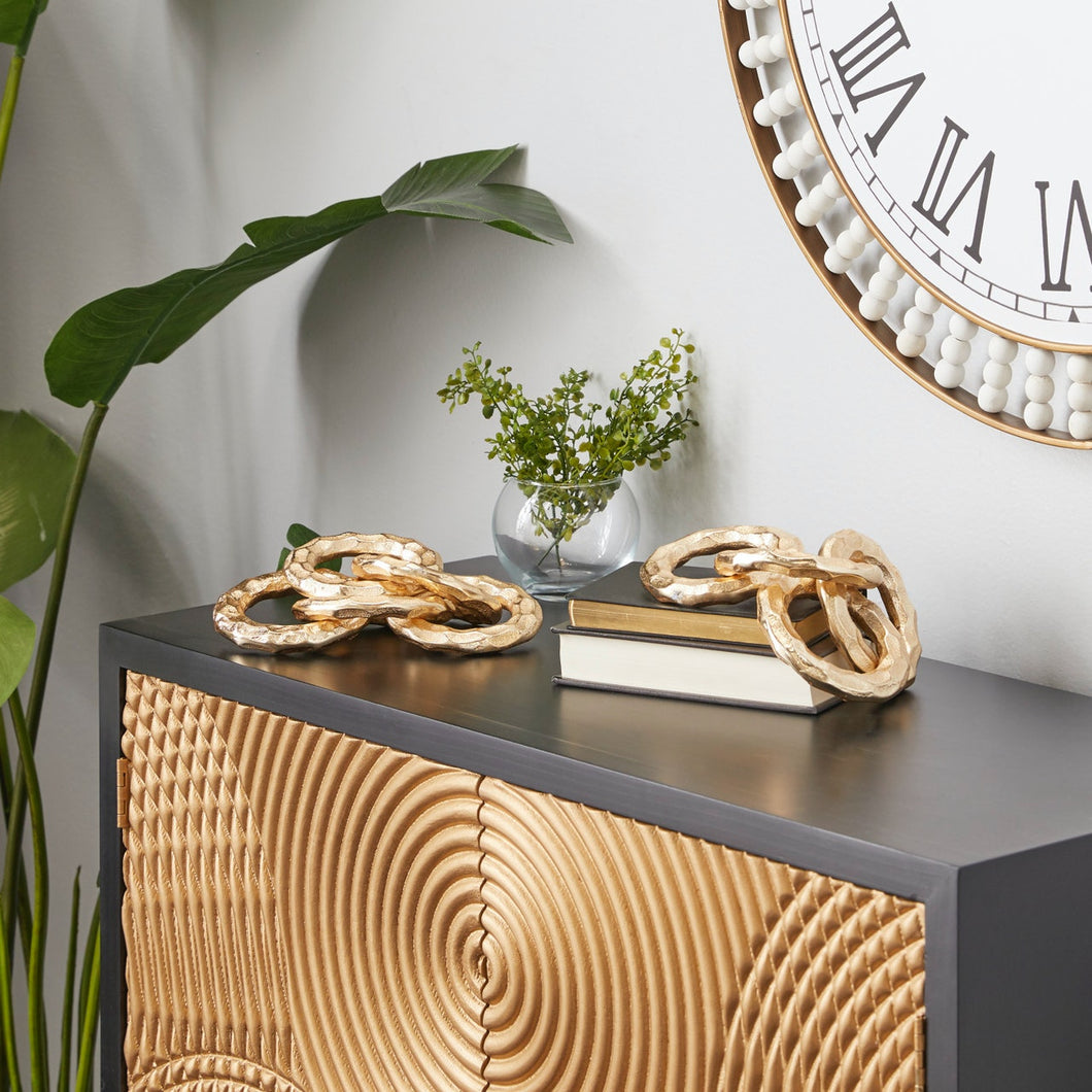 Cosmoliving By Cosmopolitan Set Of 2 Gold Aluminum Sculpture